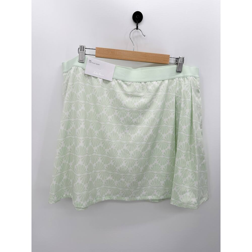 Lady Hagen Skort Women XXL NWT Mint Green Seashells 16" Side Pleat Printed Golf